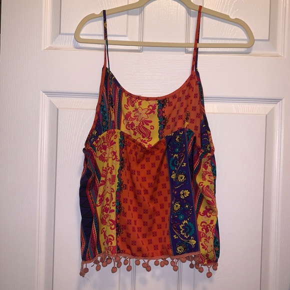 Boohoo Orange Pom Pom Tribal Print Two Piece Set - Picture 9 of 12